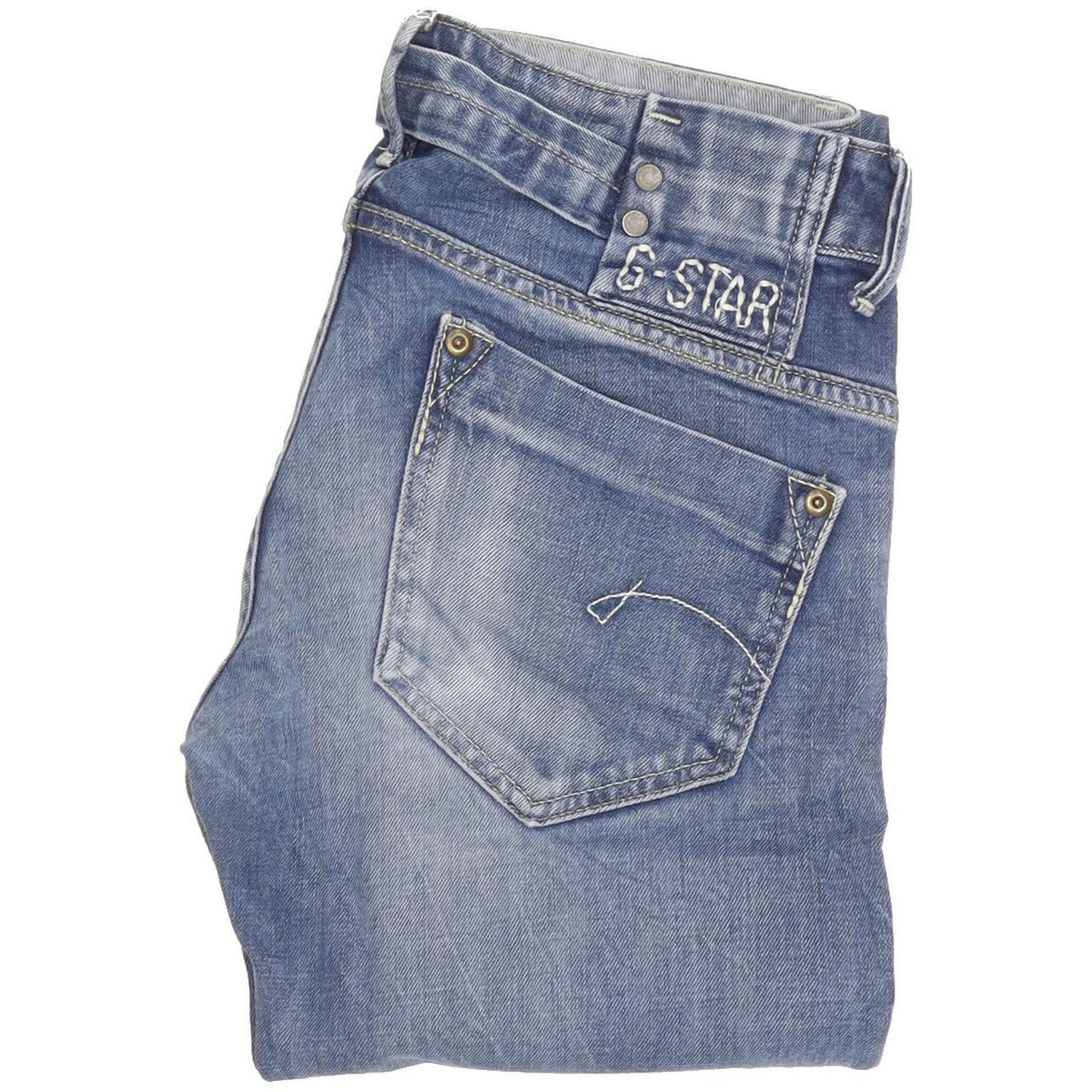 G-Star Women Blue Straight Slim Stretch Jeans W27 L34