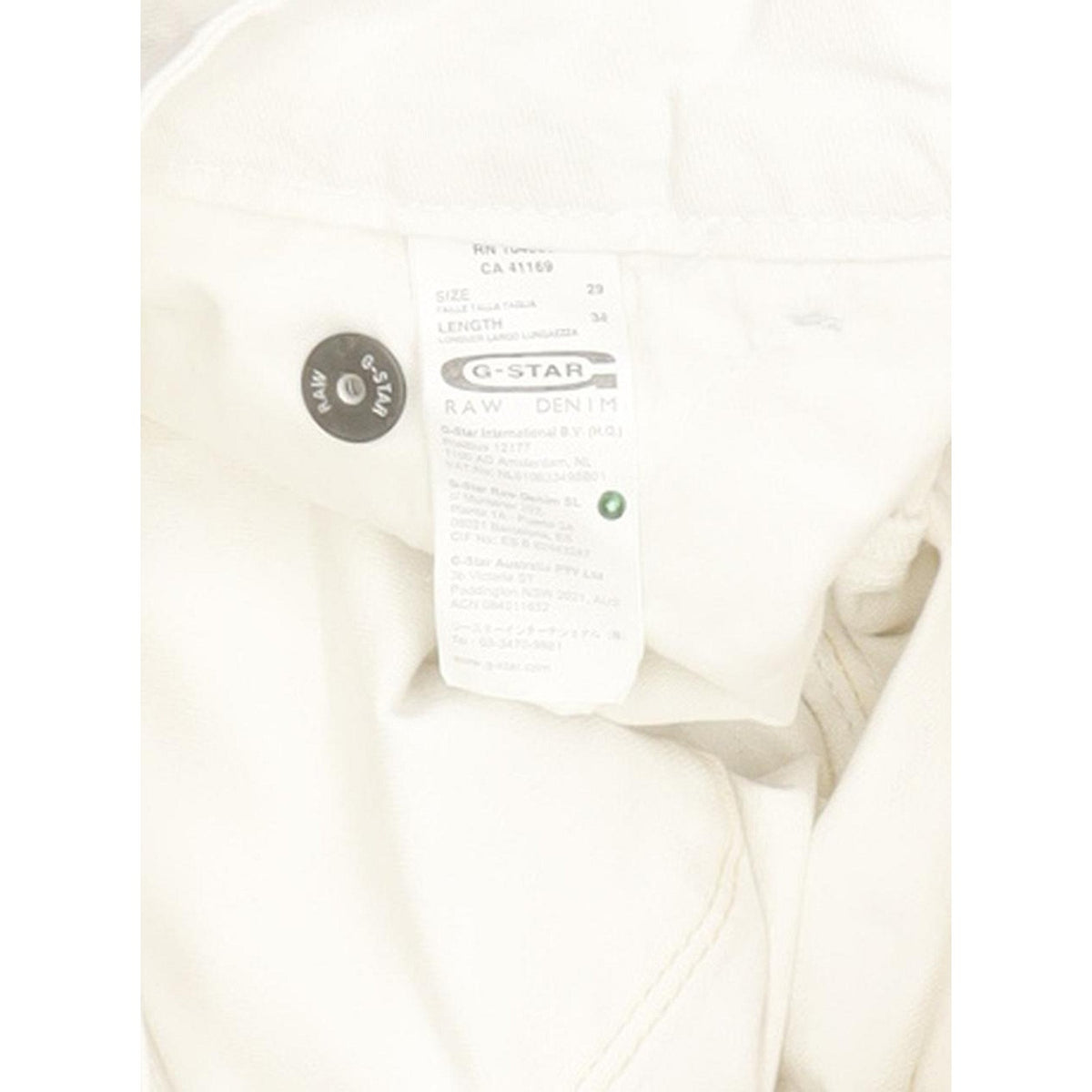 G-Star Gate Women White Straight Slim Stretch Jeans W29 L33