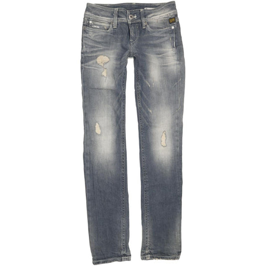 G-Star Ford Women Blue Straight Slim Stretch Jeans W28 L34