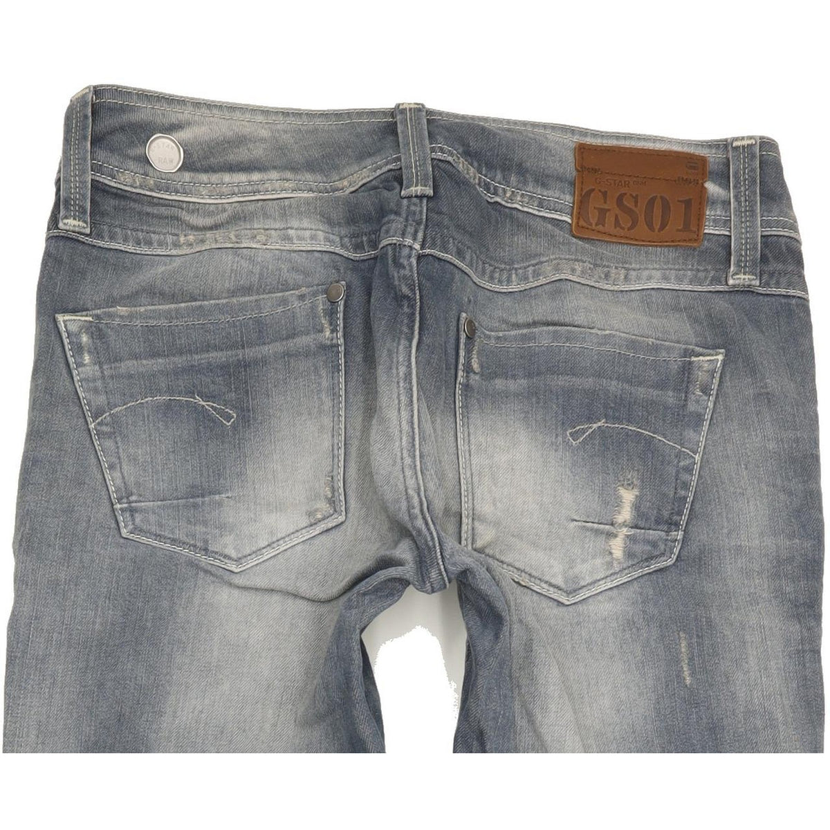 G-Star Ford Women Blue Straight Slim Stretch Jeans W28 L34