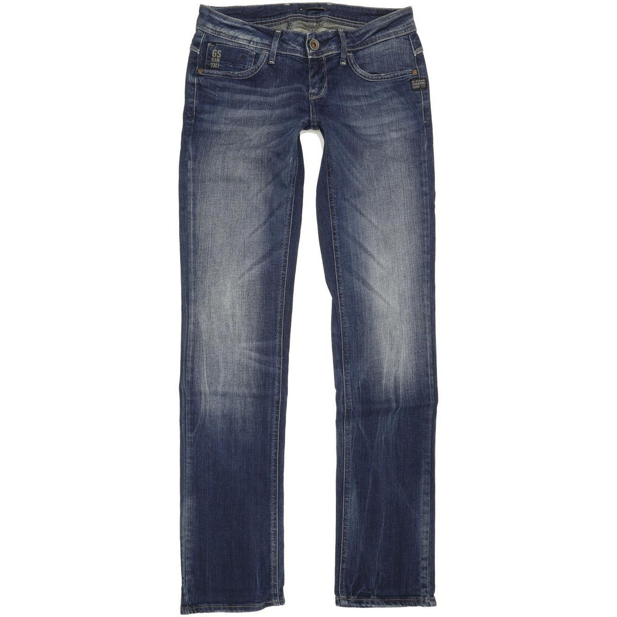 G-Star Attacc Women Blue Straight Slim Stretch Jeans W28 L34