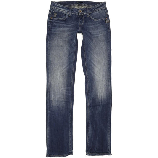 G-Star Attacc Women Blue Straight Slim Stretch Jeans W28 L34