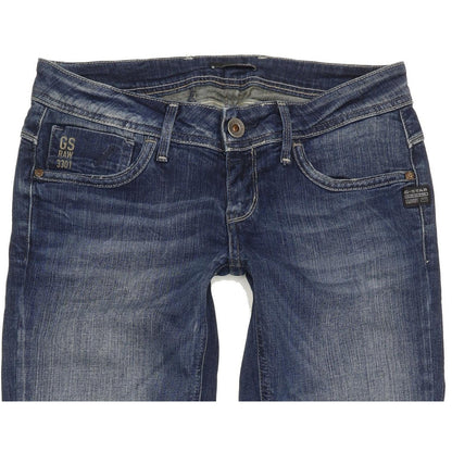 G-Star Attacc Women Blue Straight Slim Stretch Jeans W28 L34