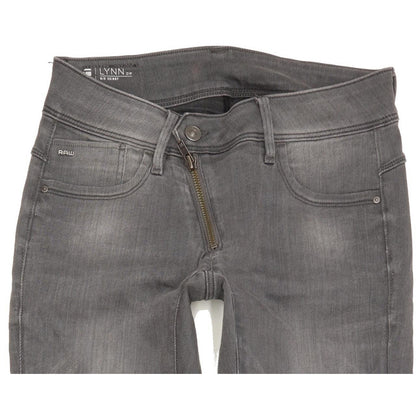 G-Star Lynn Zip Women Grey Skinny Slim Stretch Jeans W28 L32