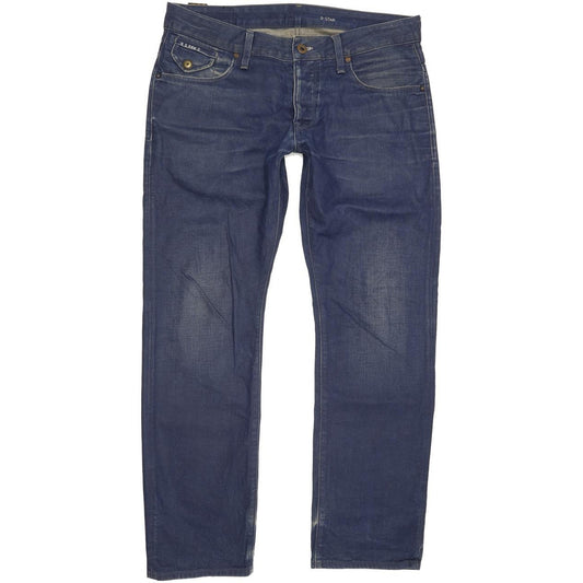 G-Star Men Blue Straight Slim Jeans W34 L30