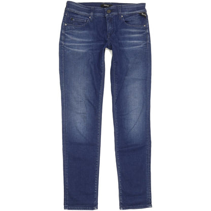 Replay Rose Women Blue Straight Slim Stretch Jeans W28 L30
