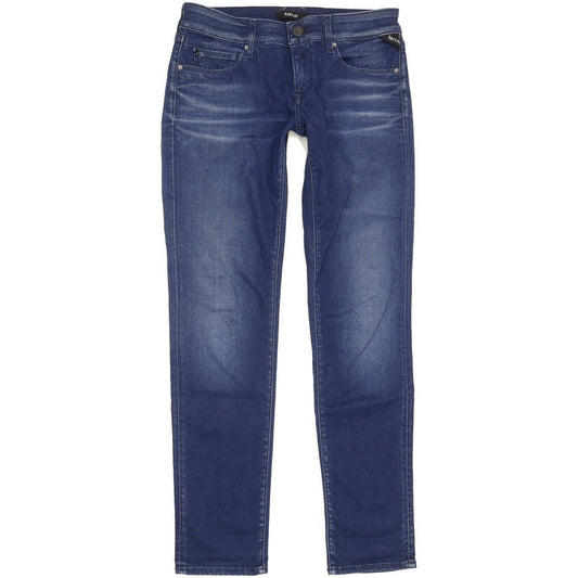 Replay Rose Women Blue Straight Slim Stretch Jeans W28 L30