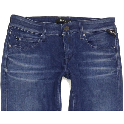 Replay Rose Women Blue Straight Slim Stretch Jeans W28 L30