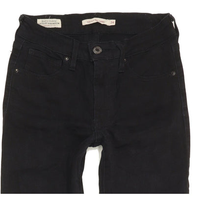 Levi's 721 Women Black Skinny Slim Stretch Jeans W24 L30