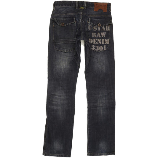 G-Star Men Navy Straight Slim Stretch Jeans W30 L33