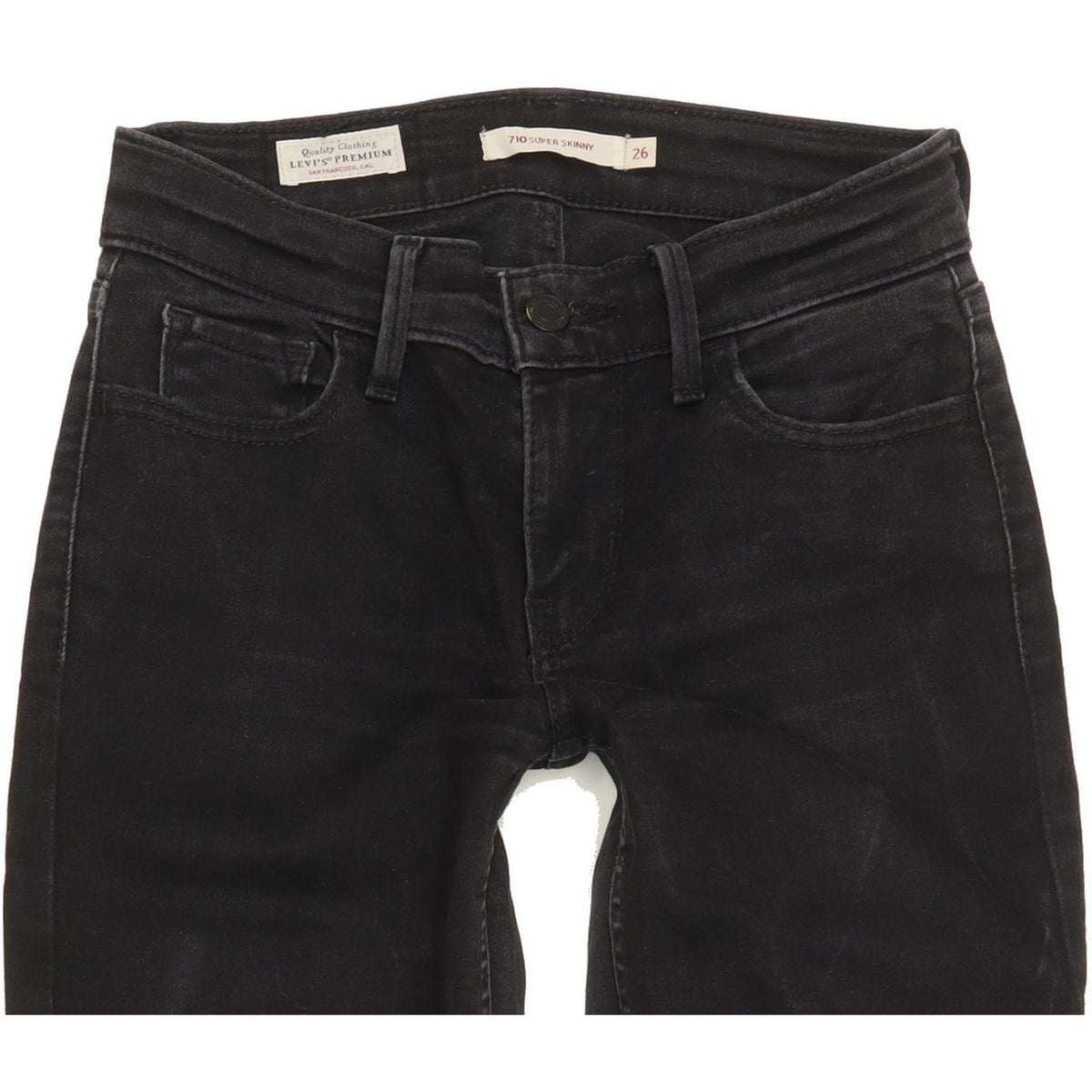 Levi's 710 Super Women Black Skinny Slim Stretch Jeans W26 L30