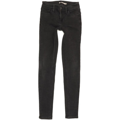 Levi's 710 Super Women Black Skinny Slim Stretch Jeans W24 L29