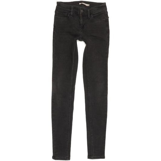 Levi's 710 Super Women Black Skinny Slim Stretch Jeans W24 L29