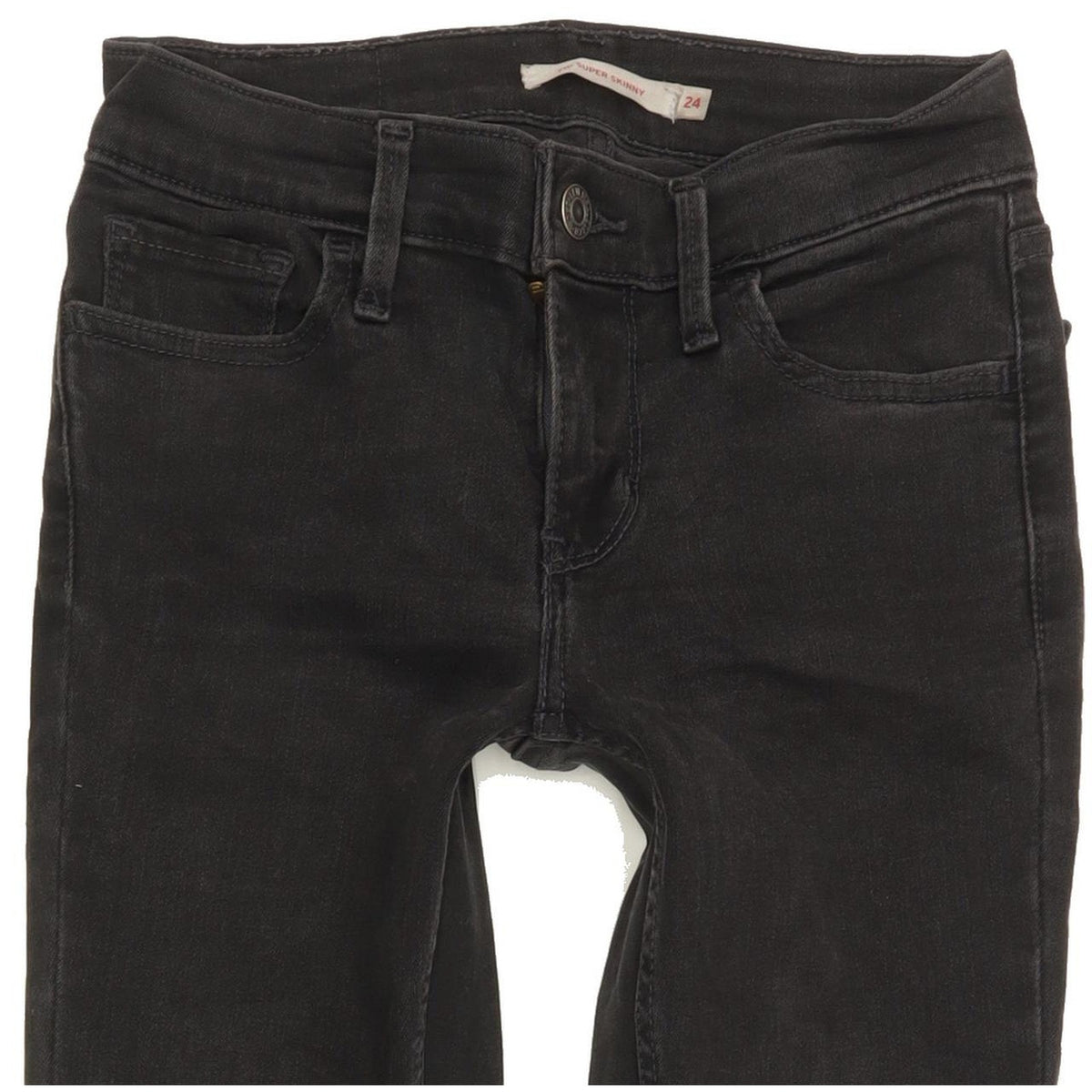 Levi's 710 Super Women Black Skinny Slim Stretch Jeans W24 L29