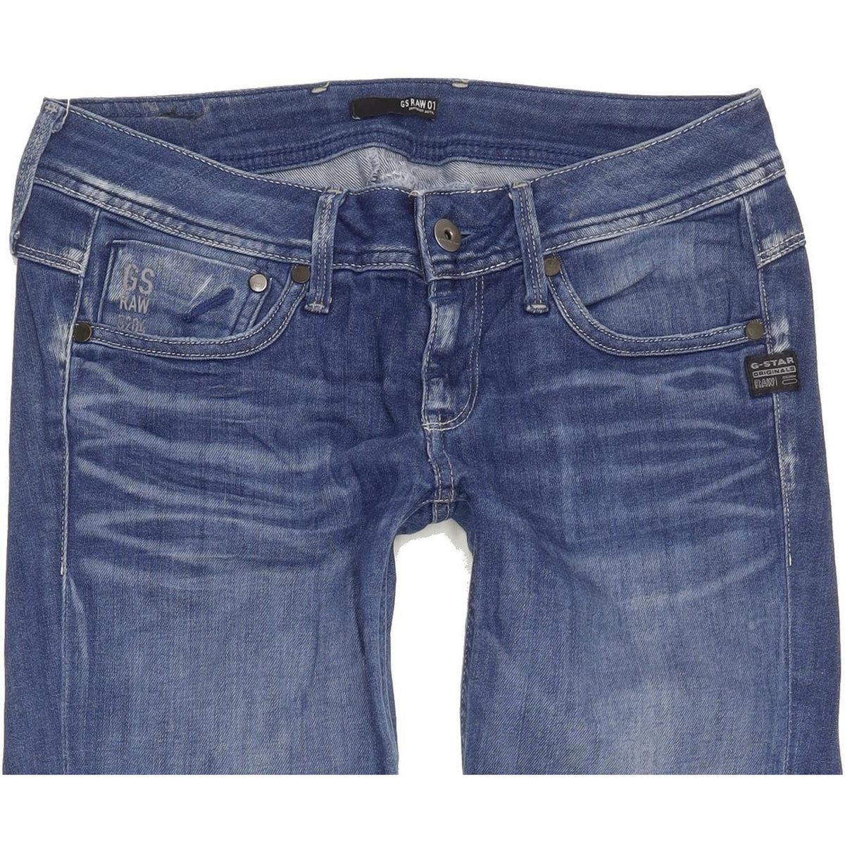 G-Star Attacc Women Blue Straight Slim Stretch Jeans W28 L30