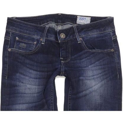 G-Star 3301 Women Blue Straight Slim Stretch Jeans W28 L32