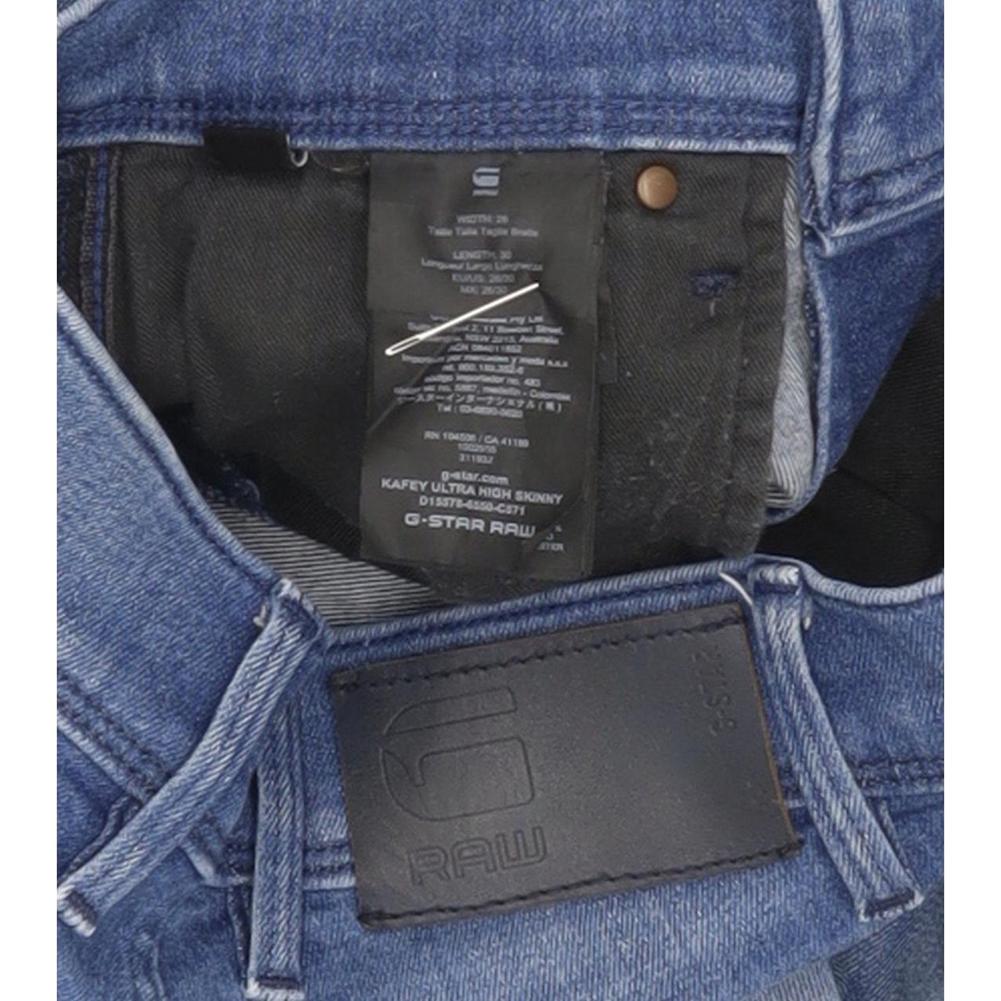 G-Star Kafey Ultra Blue Skinny Slim Stretch Jeans High Waisted W26 L30