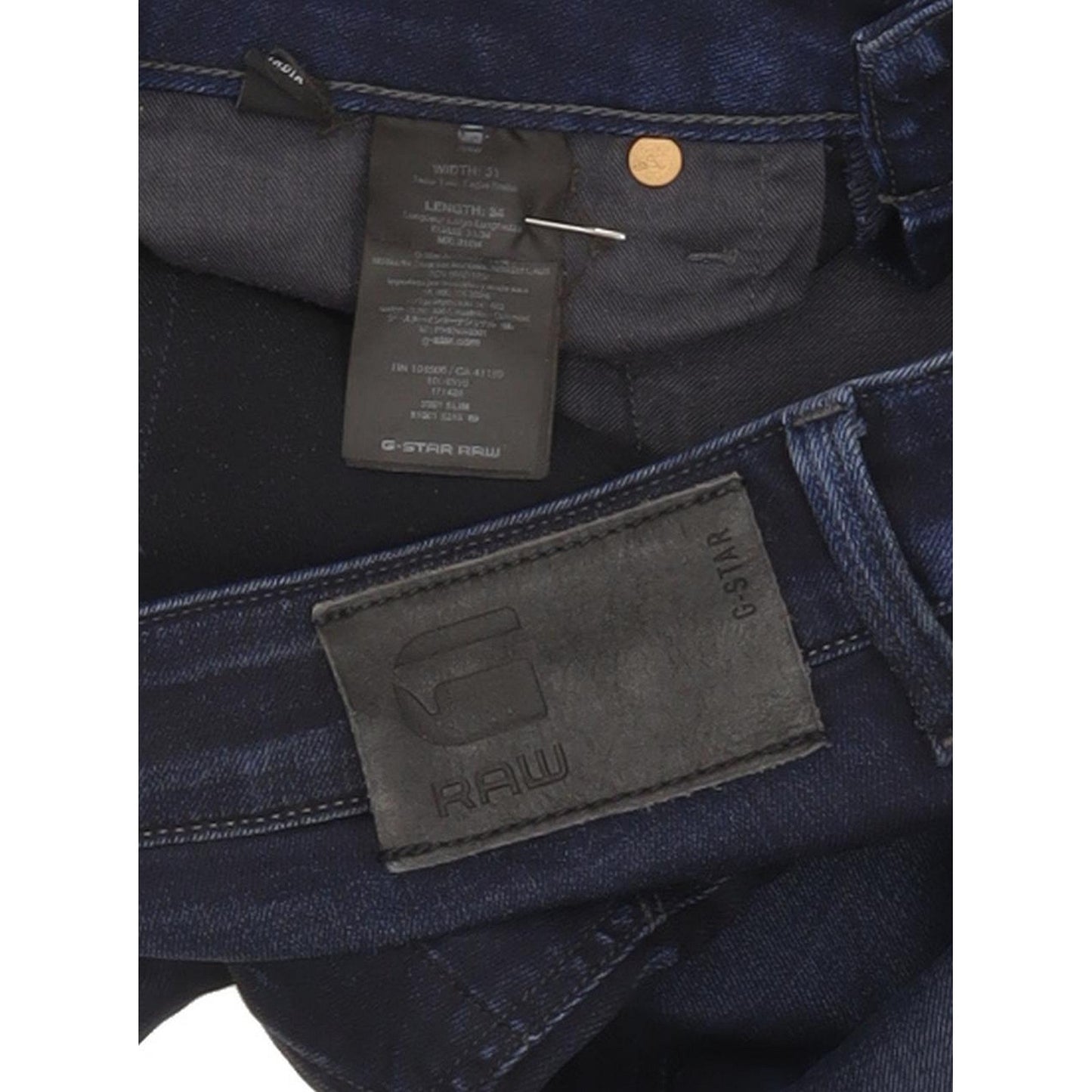 G-Star 3301 Men Navy Straight Slim Stretch Jeans W31 L33