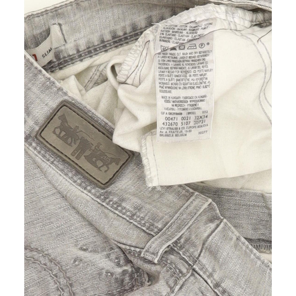 Levi's 471 Women Grey Straight Slim Stretch Jeans W32 L34