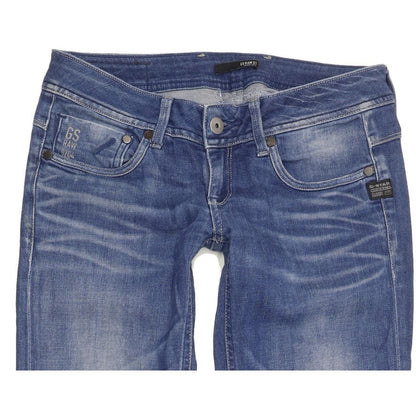 G-Star Attacc Women Blue Straight Slim Stretch Jeans W28 L30