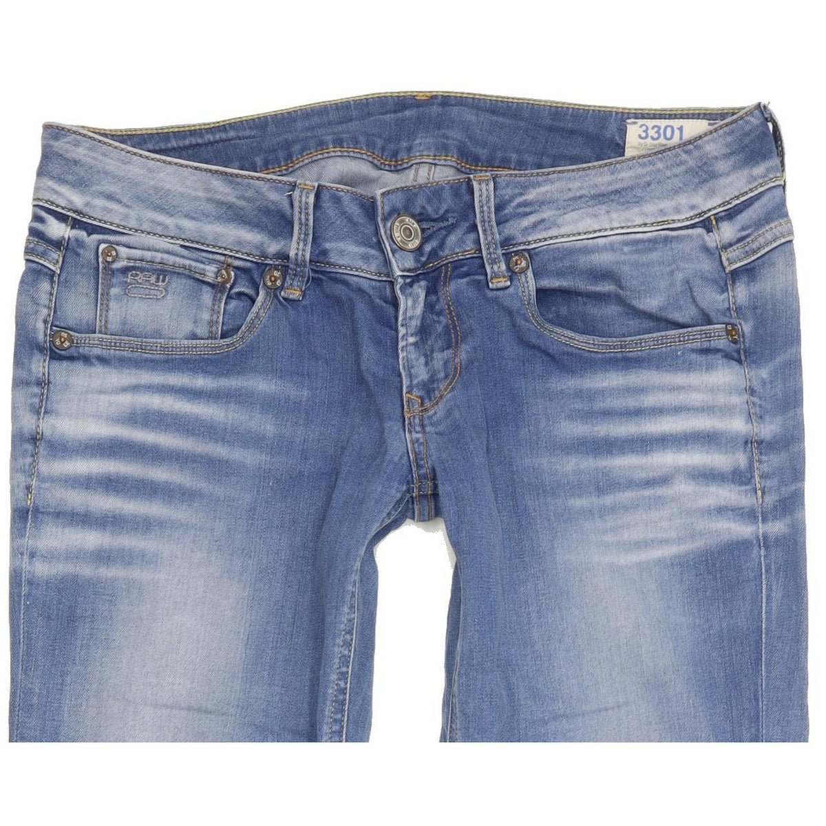 G-Star 3301 Women Blue Straight Slim Stretch Jeans W27 L32