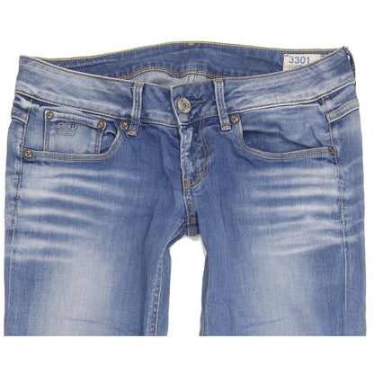 G-Star 3301 Women Blue Straight Slim Stretch Jeans W27 L32
