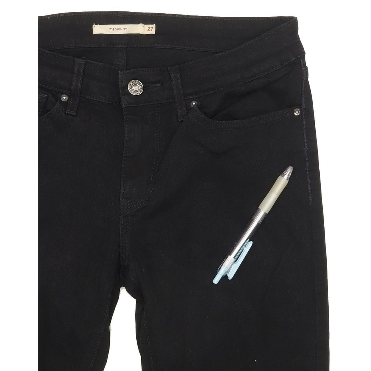 Levi's 711 Women Black Skinny Slim Stretch Jeans W27 L28