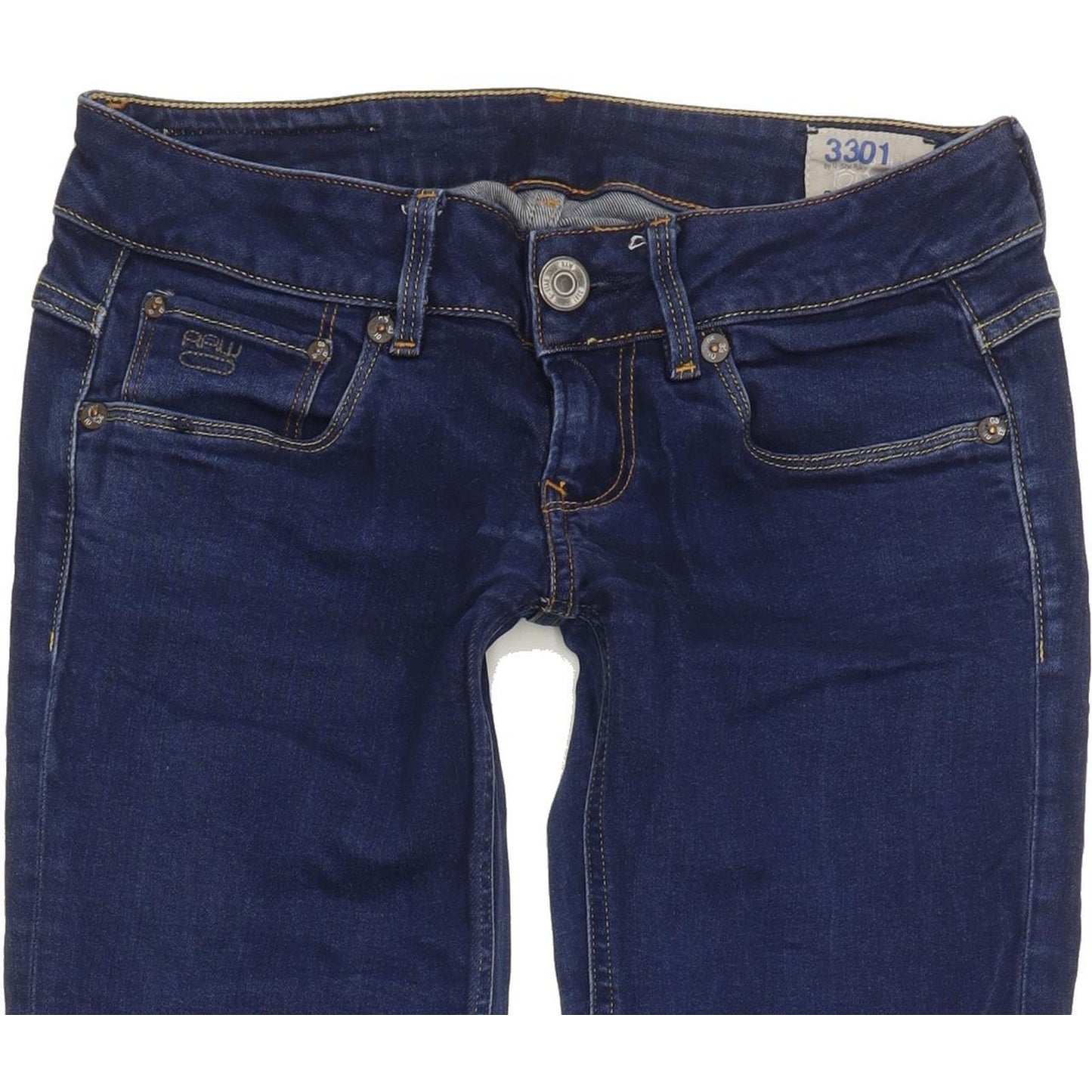G-Star 3301 Women Blue Straight Slim Stretch Jeans W26 L30