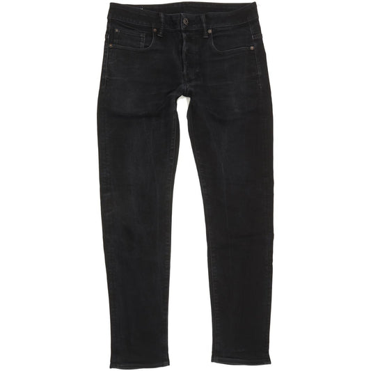 G-Star 3301 Men Black Straight Slim Stretch Jeans W32 L29
