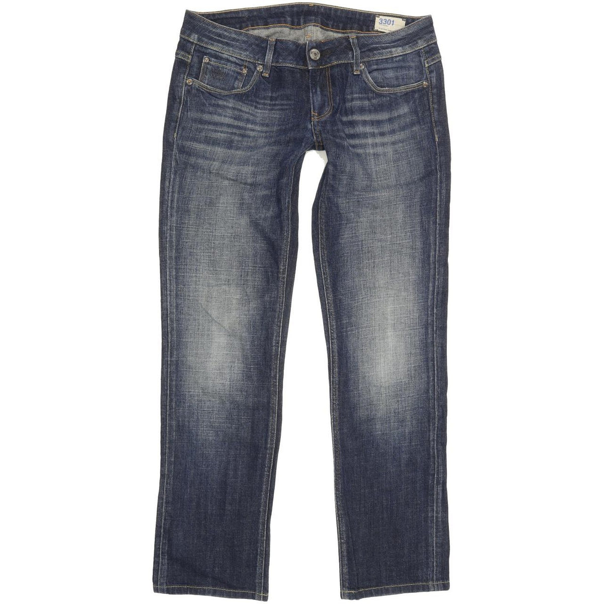 G-Star 3301 Women Blue Straight Slim Stretch Jeans W30 L29