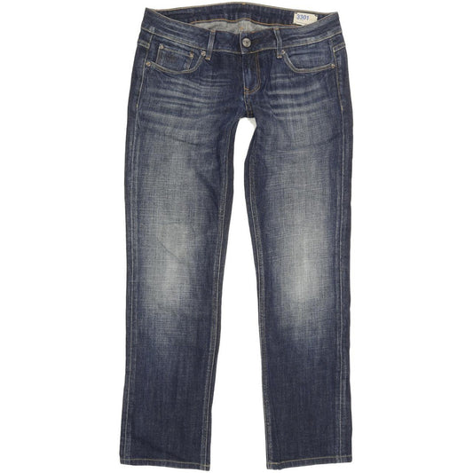 G-Star 3301 Women Blue Straight Slim Stretch Jeans W30 L29