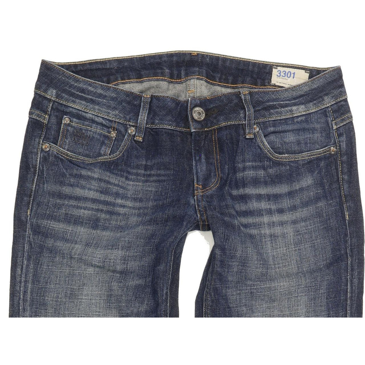 G-Star 3301 Women Blue Straight Slim Stretch Jeans W30 L29