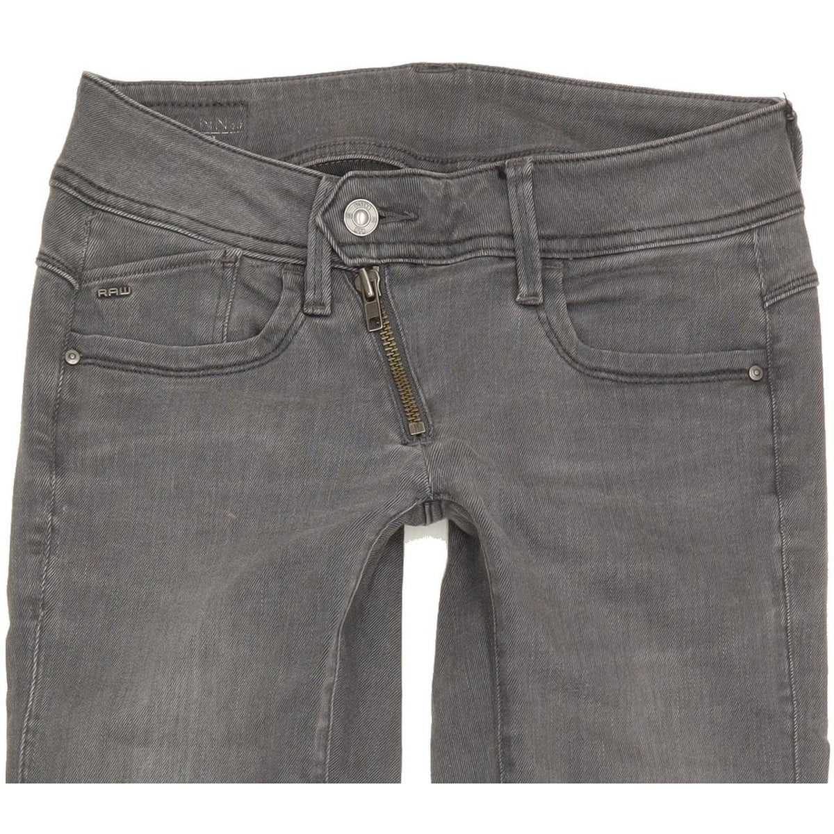 G-Star Lynn Zip Women Grey Skinny Slim Stretch Jeans W24 L31