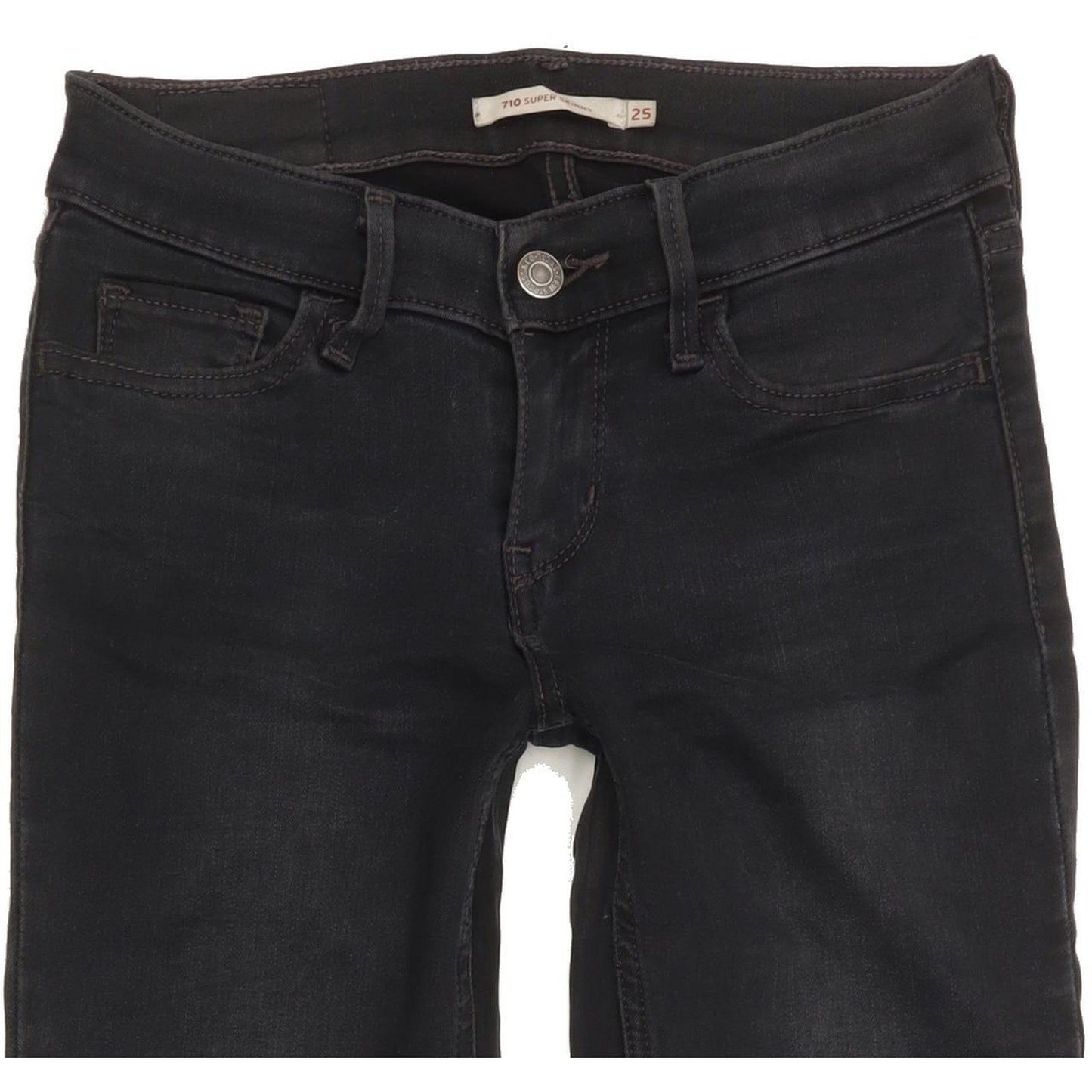Levi's 710 Super Women Black Skinny Slim Stretch Jeans W25 L30