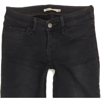 Levi's 710 Super Women Black Skinny Slim Stretch Jeans W25 L30