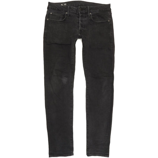 G-Star 3301 Men Black Straight Slim Stretch Jeans W29 L31