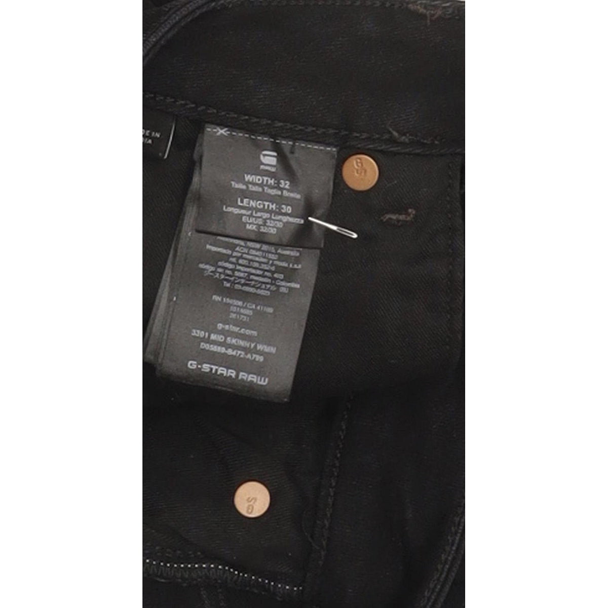 G-Star 3301 Women Black Skinny Slim Stretch Jeans W32 L29