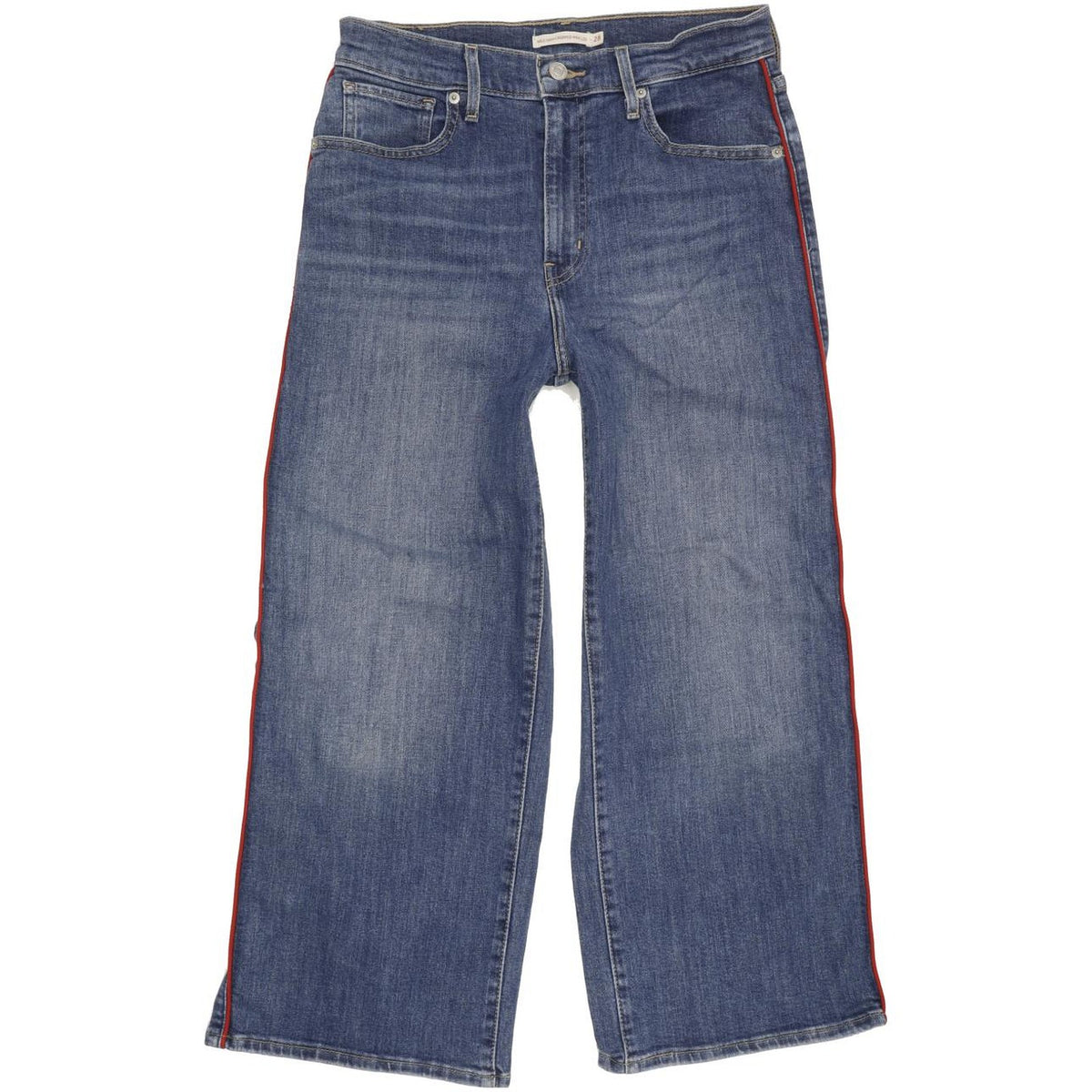 Levi's Mile Blue Wide-Leg Slim Cropped Stretch Jeans High Waisted W28 L25