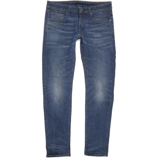 G-Star 3301 Men Blue Straight Slim Stretch Jeans W32 L33