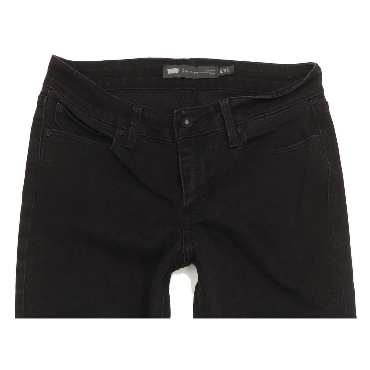 Levi's Demi Curve Women Black Straight Slim Stretch Jeans W28 L30