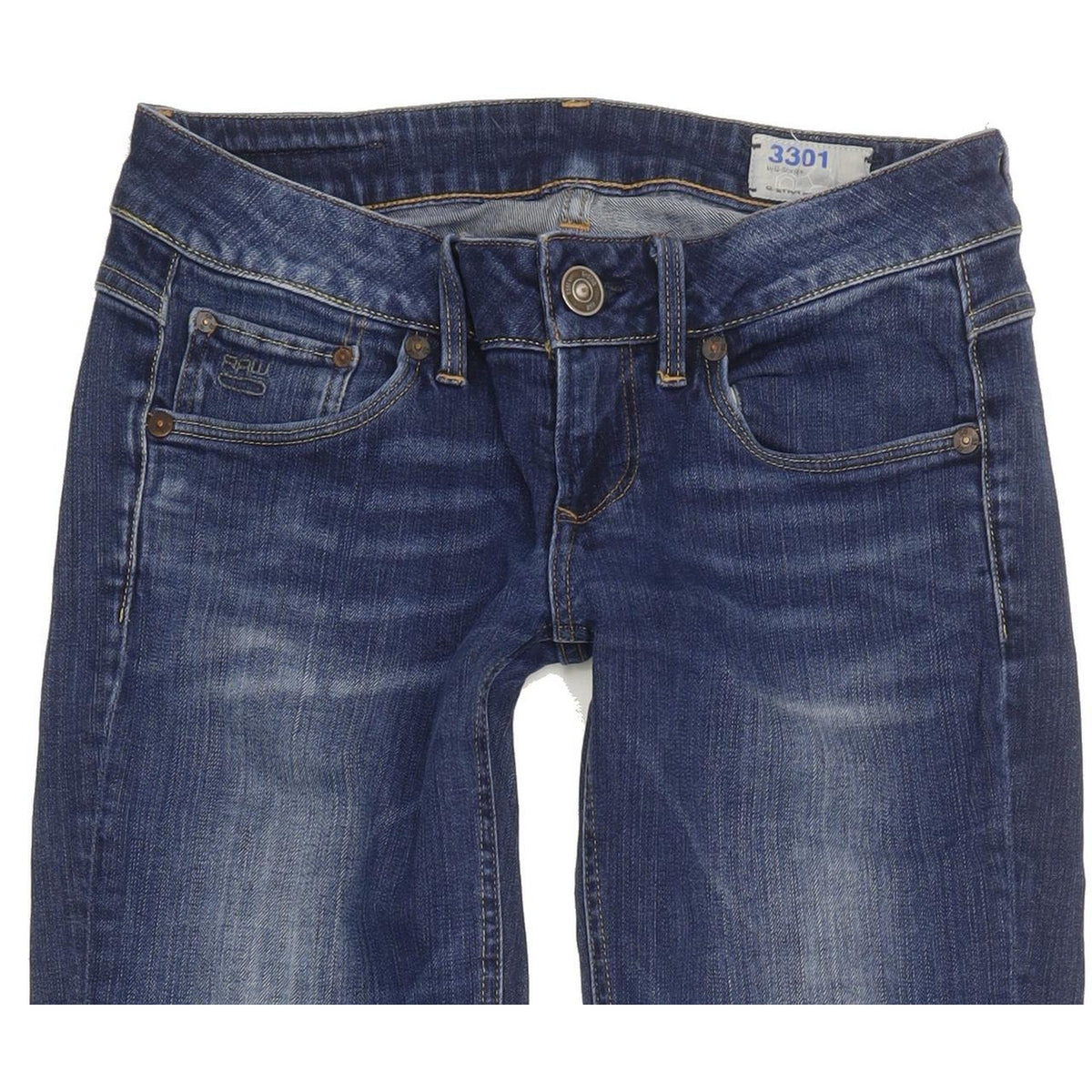 G-Star 3301 Women Blue Straight Slim Stretch Jeans W27 L29