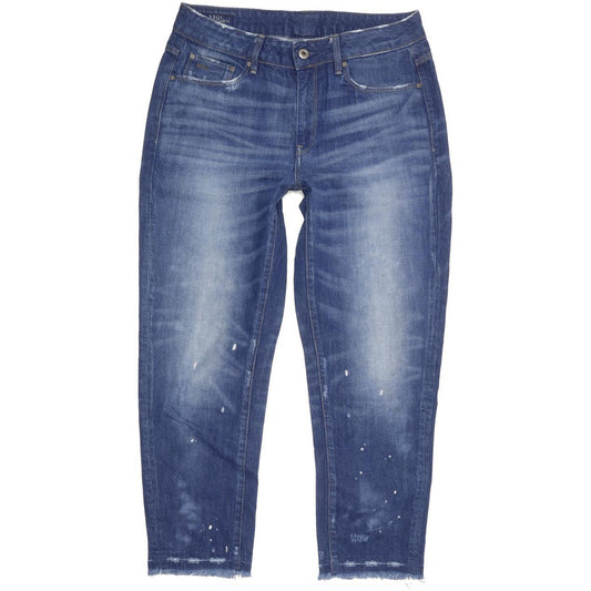 G-Star 3301 Women Blue Straight Regular Boyfriend Stretch Jeans W28 L34