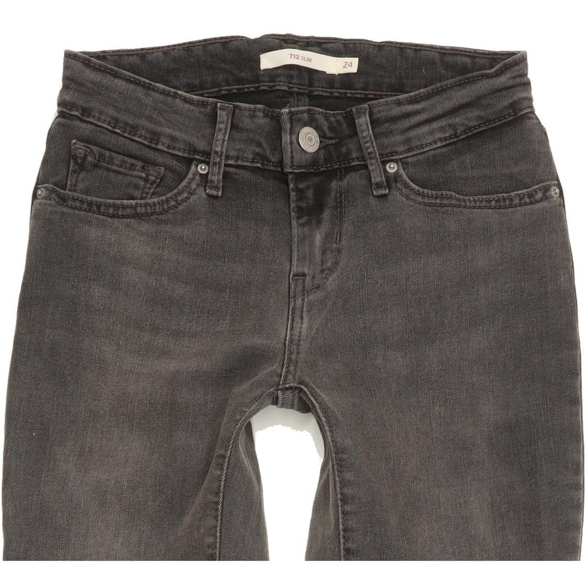 Levi's 712 Women Charcoal Skinny Slim Stretch Jeans W24 L32