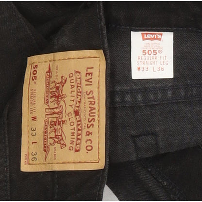 Levi's 505 Made in USA Men Black Straight Regular Jeans W33 L36