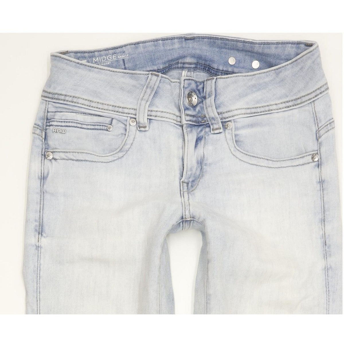 G-Star Midge Saddle Women Blue Straight Slim Stretch Jeans W26 L30