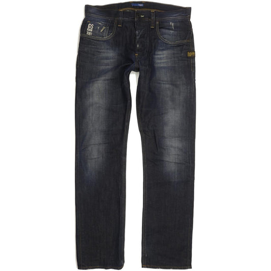 G-Star Attacc Men Navy Straight Slim Jeans W33 L32