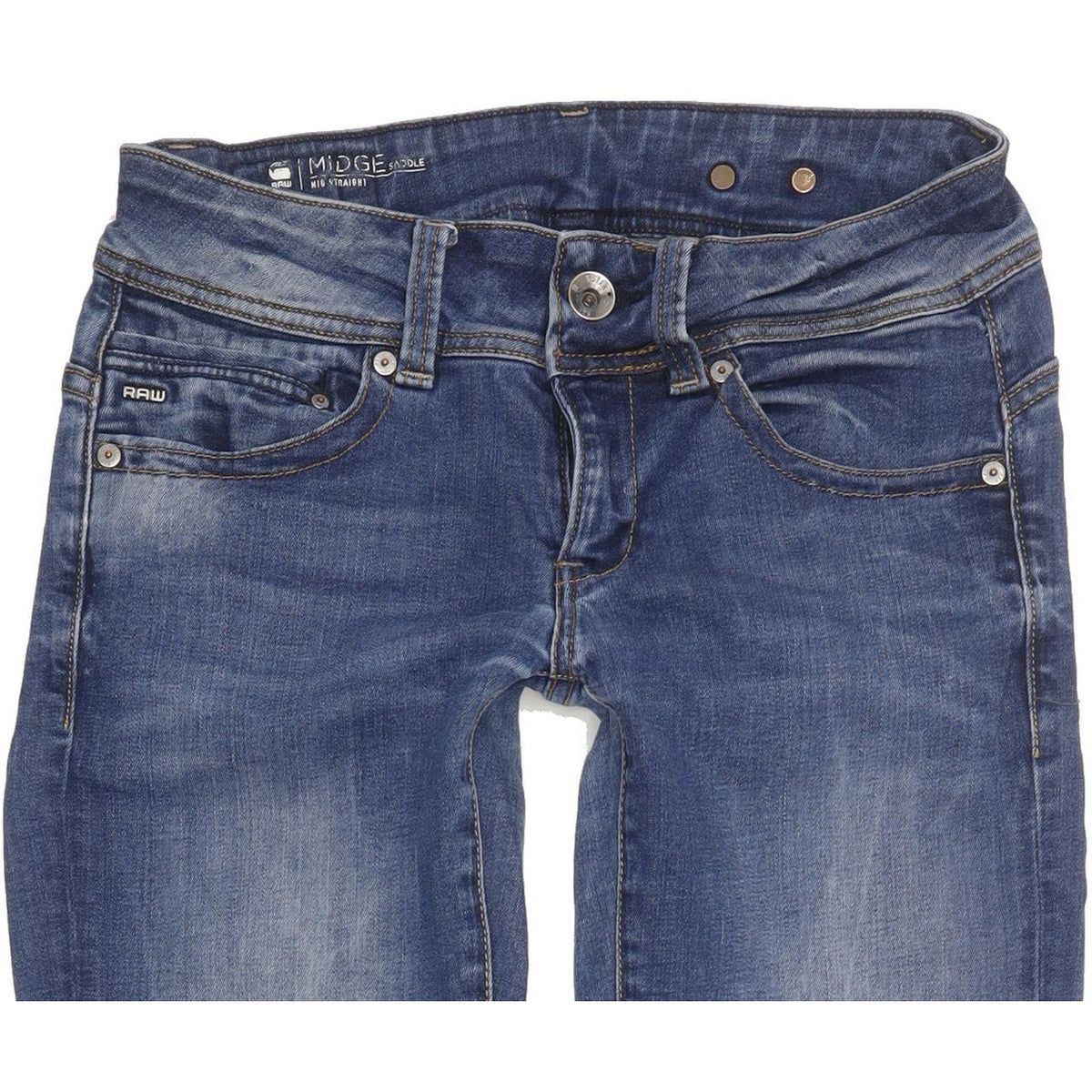 G-Star Midge Saddle Women Blue Straight Slim Stretch Jeans W26 L30