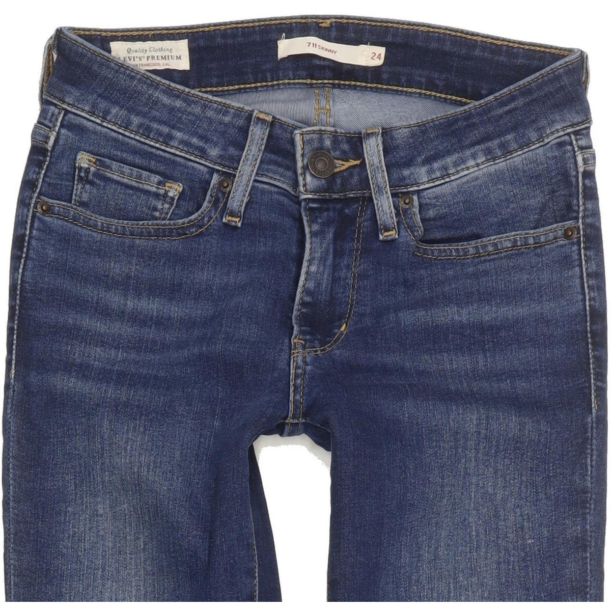 Levi's 711 Women Blue Skinny Slim Stretch Jeans W24 L29