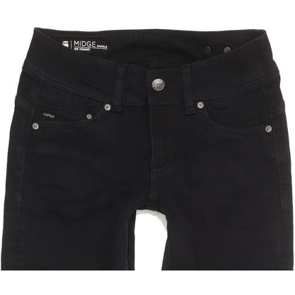 G-Star Midge Saddle Women Black Straight Slim Stretch Jeans W27 L29