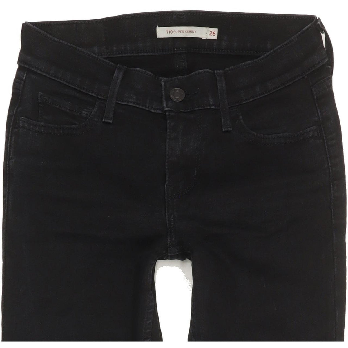 Levi's 710 Super Women Black Skinny Slim Stretch Jeans W26 L30